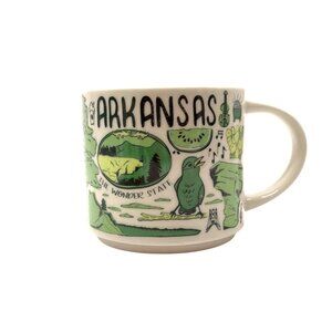 Starbucks Arkansas Been There Series Ceramic Mug 14 Oz Green Interior Collectibl